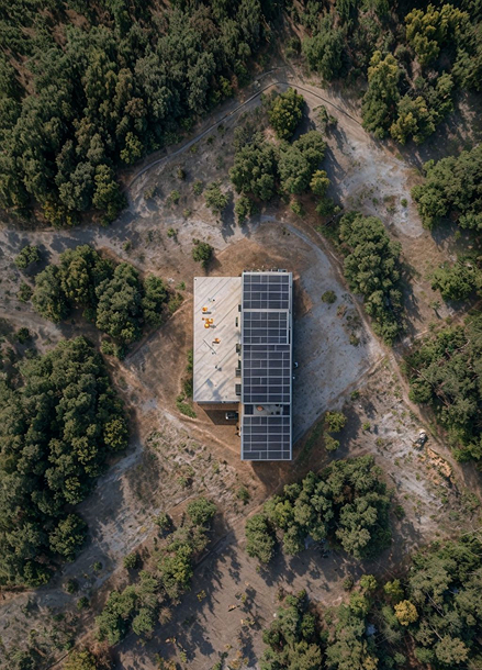 Tiny house maison modulaire habitat ecologique vue aérienne
